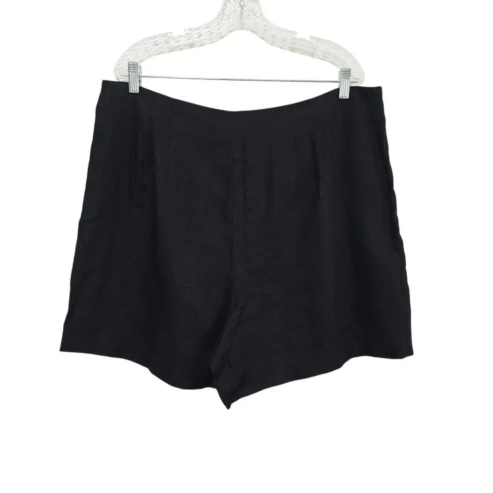 Talbots 100% Linen Skort Women's Size 16 Black Coastal Minimalist Beach Summer